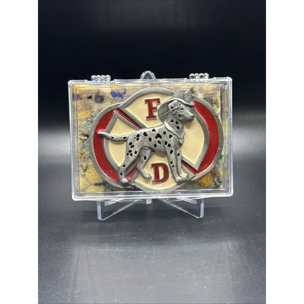 Vintage Buckles Of America Fire Department Maltese Cross Dalmatian Belt Buckle
